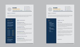 Clean modern resume or cv template, One Page Resume Set Vector File