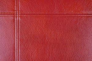 Red leather, leatherette texture background wtih decorative stich photo