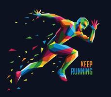 Geometric colorful running man vector