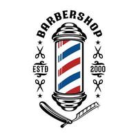 Barber Shop pole logo vintage illustration vector