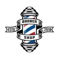 barber shop pole with banner label illustration vector