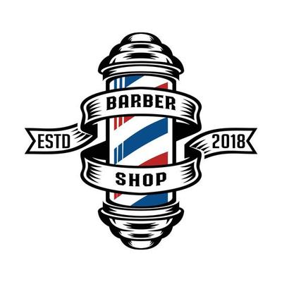 barber shop pole with banner label illustration