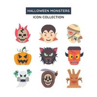 Spooky Creatures And Things For Halloween Icon Set vector