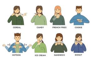 Sign Language Food Collection vector