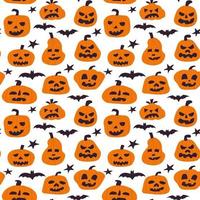 patrones sin fisuras con lindas calabazas para halloween vector