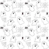 Seamless pattern with cute ghosts for Halloween. vector