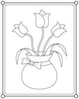 Beautiful flowers in pots suitable for coloring book vector illustration