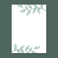 Rectangular rustic frame with watercolor greenery vector illustration