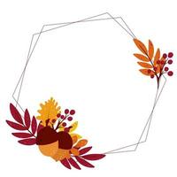 marco de otoño decorado con bellotas de follaje y bayas vector