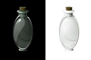 Empty transparent flask for magic potion for ui games. Vector illustration set of glass bottles for liquid.