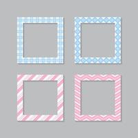 Set of square flat photo frame with ornaments vector