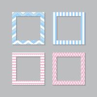 Set of square flat photo frame with ornaments vector