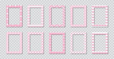 Set of rectangle flat photo frame with ornaments vector