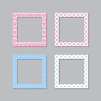 Set of square flat photo frame with ornaments vector