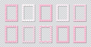 Set of rectangle flat photo frame with ornaments vector