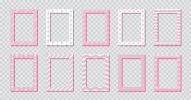 conjunto de marco de fotos plano rectangular con adornos vector