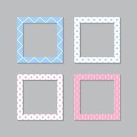 Set of square flat photo frame with ornaments vector
