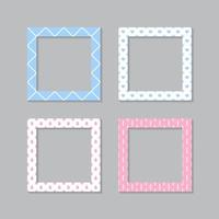 Set of square flat photo frame with ornaments vector