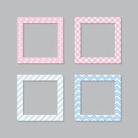 Set of square flat photo frame with ornaments vector