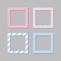 Set of square flat photo frame with ornaments vector