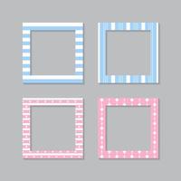 Set of square flat photo frame with ornaments vector