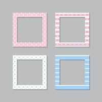 Set of square flat photo frame with ornaments vector