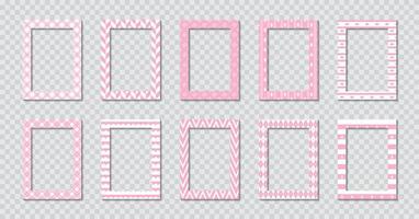 Set of rectangle flat photo frame with ornaments vector