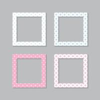 Set of square flat photo frame with ornaments vector