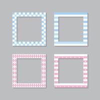 Set of square flat photo frame with ornaments vector