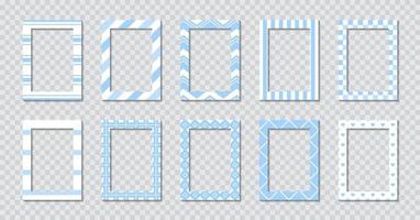 Set of rectangle flat photo frame with ornaments vector