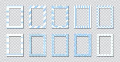 conjunto de marco de fotos plano rectangular con adornos vector