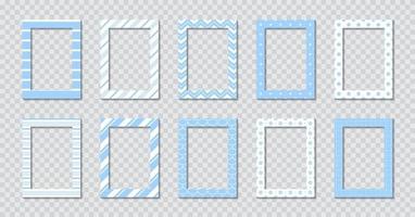 Set of rectangle flat photo frame with ornaments vector