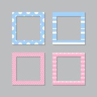 Set of square flat photo frame with ornaments vector