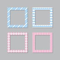 Set of square flat photo frame with ornaments vector