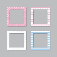 Set of square flat photo frame with ornaments vector