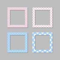 Set of square flat photo frame with ornaments vector