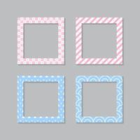 Set of square flat photo frame with ornaments vector