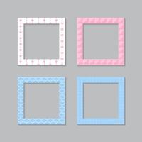 Set of square flat photo frame with ornaments vector