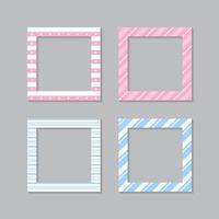 Set of square flat photo frame with ornaments vector