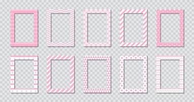 Set of rectangle flat photo frame with ornaments vector