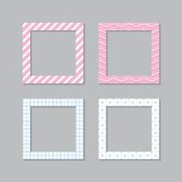 Set of square flat photo frame with ornaments vector