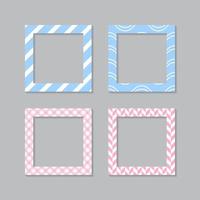 Set of square flat photo frame with ornaments vector