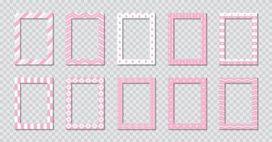 conjunto de marco de fotos plano rectangular con adornos vector