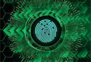 Finger print network cyber security background. hand vector