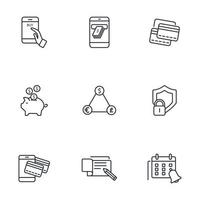 conjunto de iconos de banca en línea. elementos de vector de símbolo de paquete de banca en línea para web de infografía