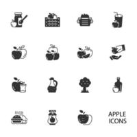 conjunto de iconos de manzana. elementos de vector de símbolo de paquete de manzana para web de infografía