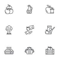 conjunto de iconos de manzana. elementos de vector de símbolo de paquete de manzana para web de infografía