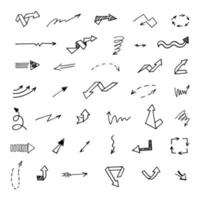 Vector set of hand drawn arrows, elements for presentation