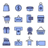 conjunto vectorial de iconos comerciales, minoristas y monetarios vector