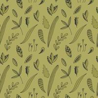 Seamless texture of green leaves, foliage pattern, natural abstract background, botanical composition, wallpaper vector